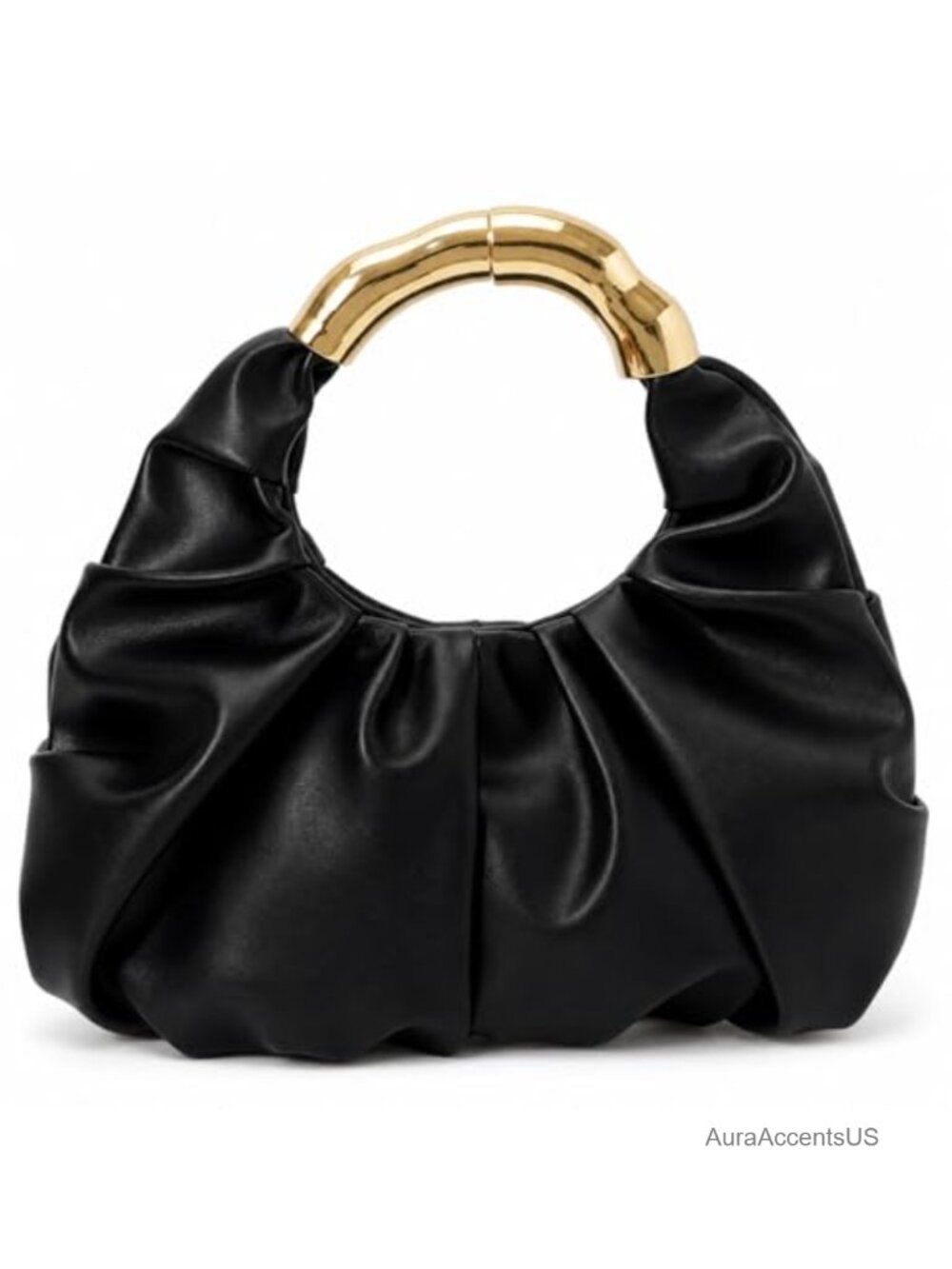PU Leather Pleated Clutch Evening Handbag with Fade-Resistant Handle